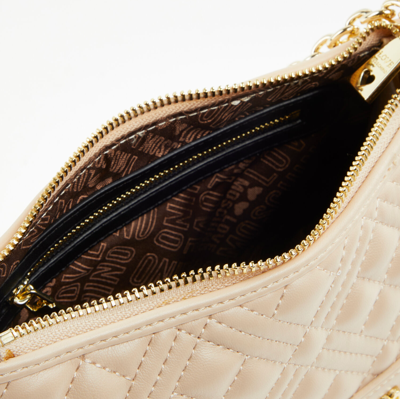 LOVE MOSCHINO - Beige quilted leather-look shoulder bag