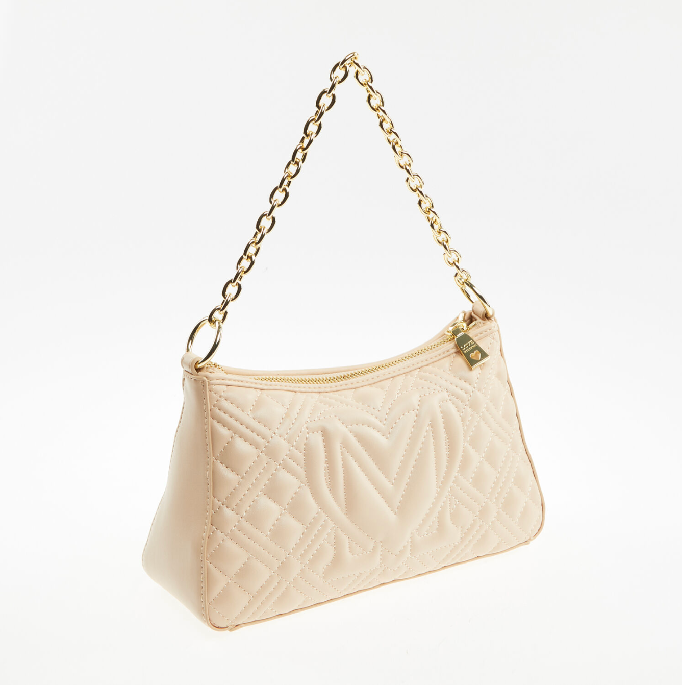 LOVE MOSCHINO - Beige quilted leather-look shoulder bag