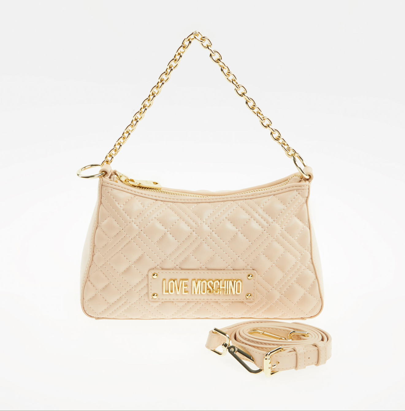 LOVE MOSCHINO - Beige quilted leather-look shoulder bag