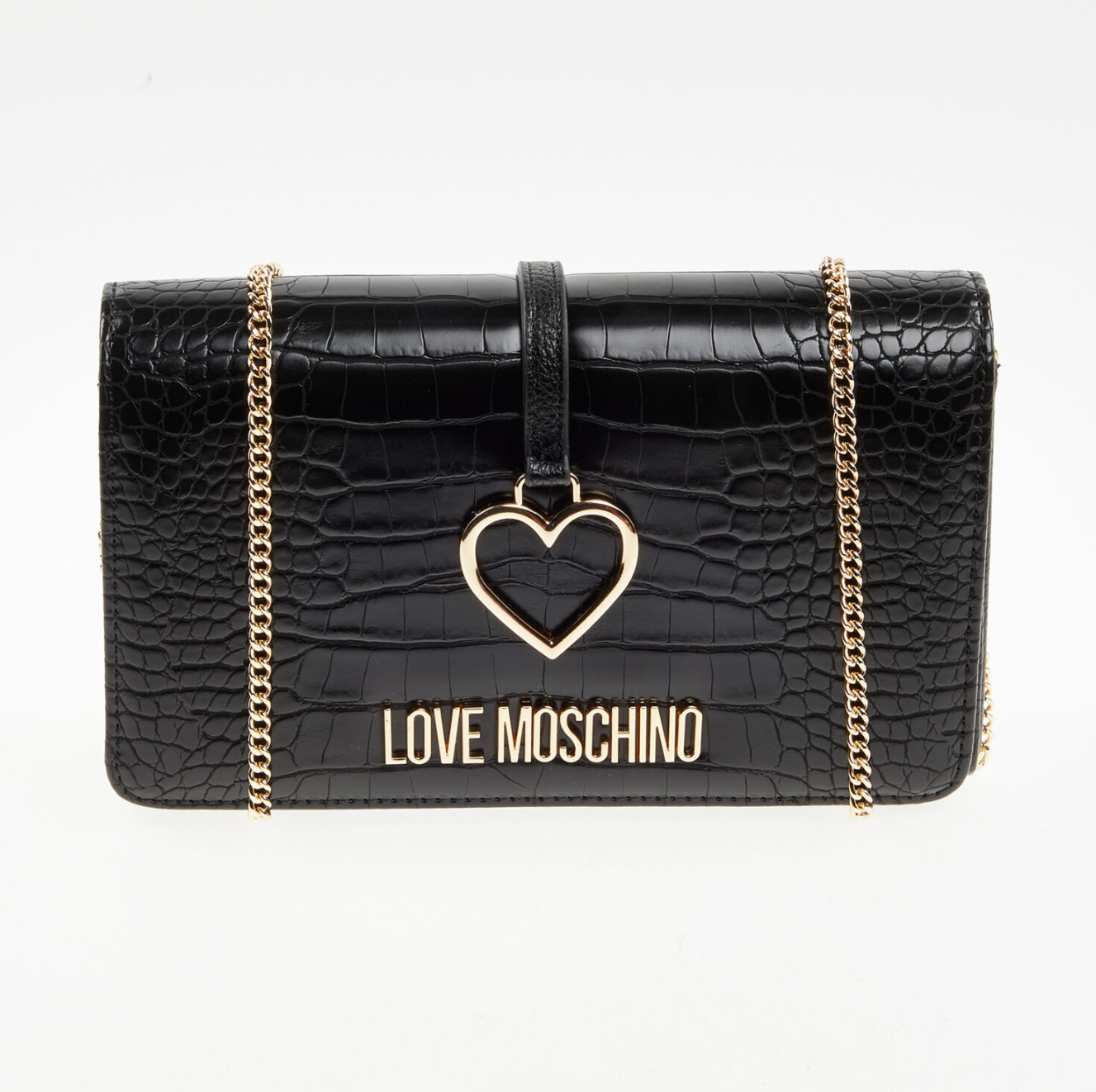 LOVE MOSCHINO - Black shoulder bag in reptile look