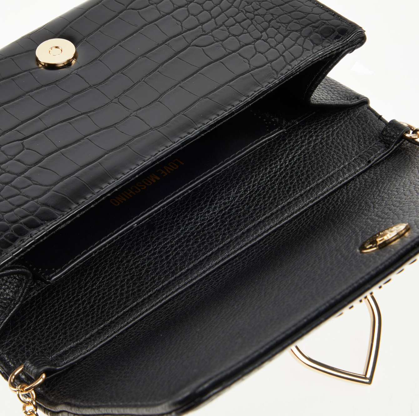 LOVE MOSCHINO - Black shoulder bag in reptile look