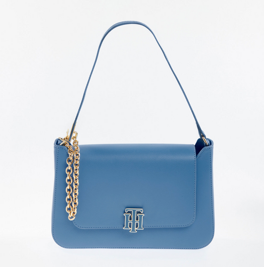 TOMMY HILFIGER - Blaue Schultertasche mit Klappe